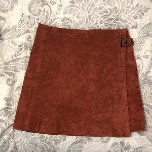 Mango genuine leather mini skirt